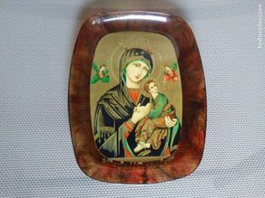 Antiques: Bandeja Ntra. Sra. del Perpetuo Socorro bandejita de plástico para colgar